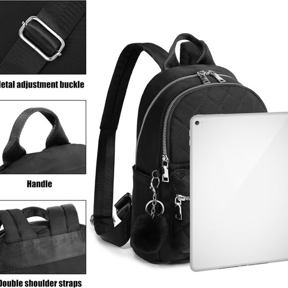 Mini Backpack Purse Women Lightweight Small Travel Bookbag with Pom main image 7